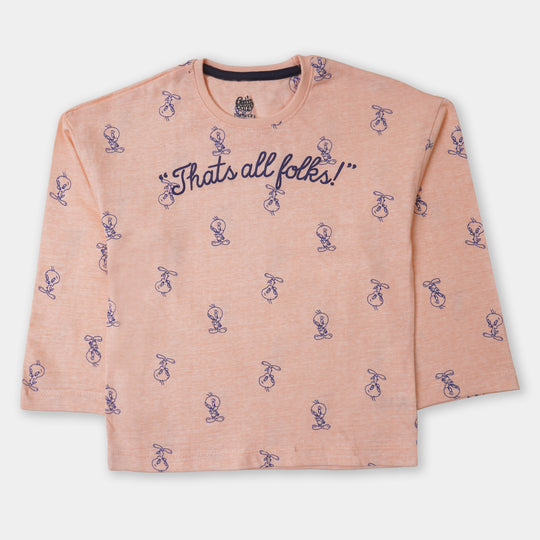 Girls T-Shirt Folks - Pale Peach