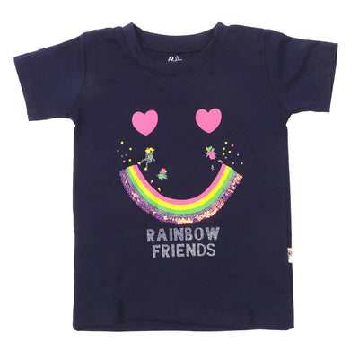 Infant Girls T-Shirt Rainbow Friend - Navy