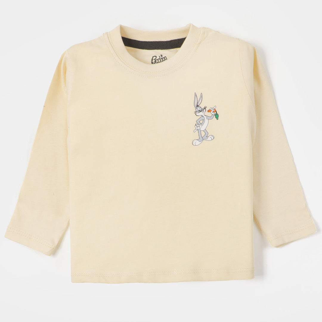 Boys T-Shirt Cartoon Print- Cream