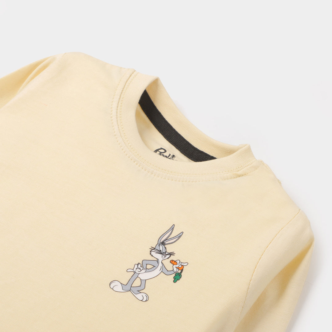 Boys T-Shirt Cartoon Print- Cream