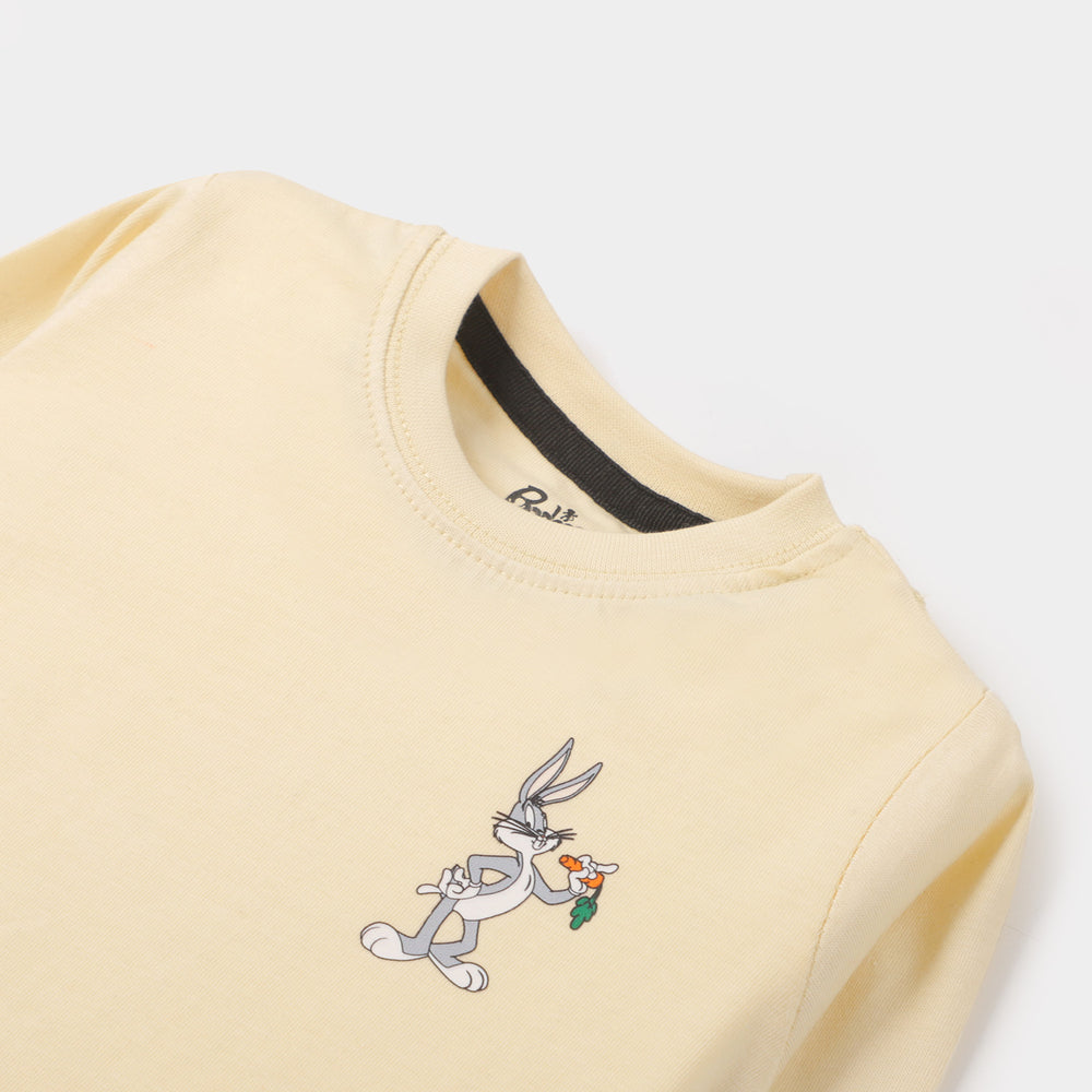 Infant Boys T-Shirt Cartoon Print- Cream