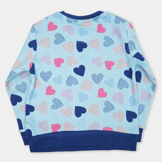 Girls Sweatshirt Big Heart - SKY BLUE