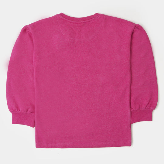 Girls Sweatshirt Flower Emb - Pink