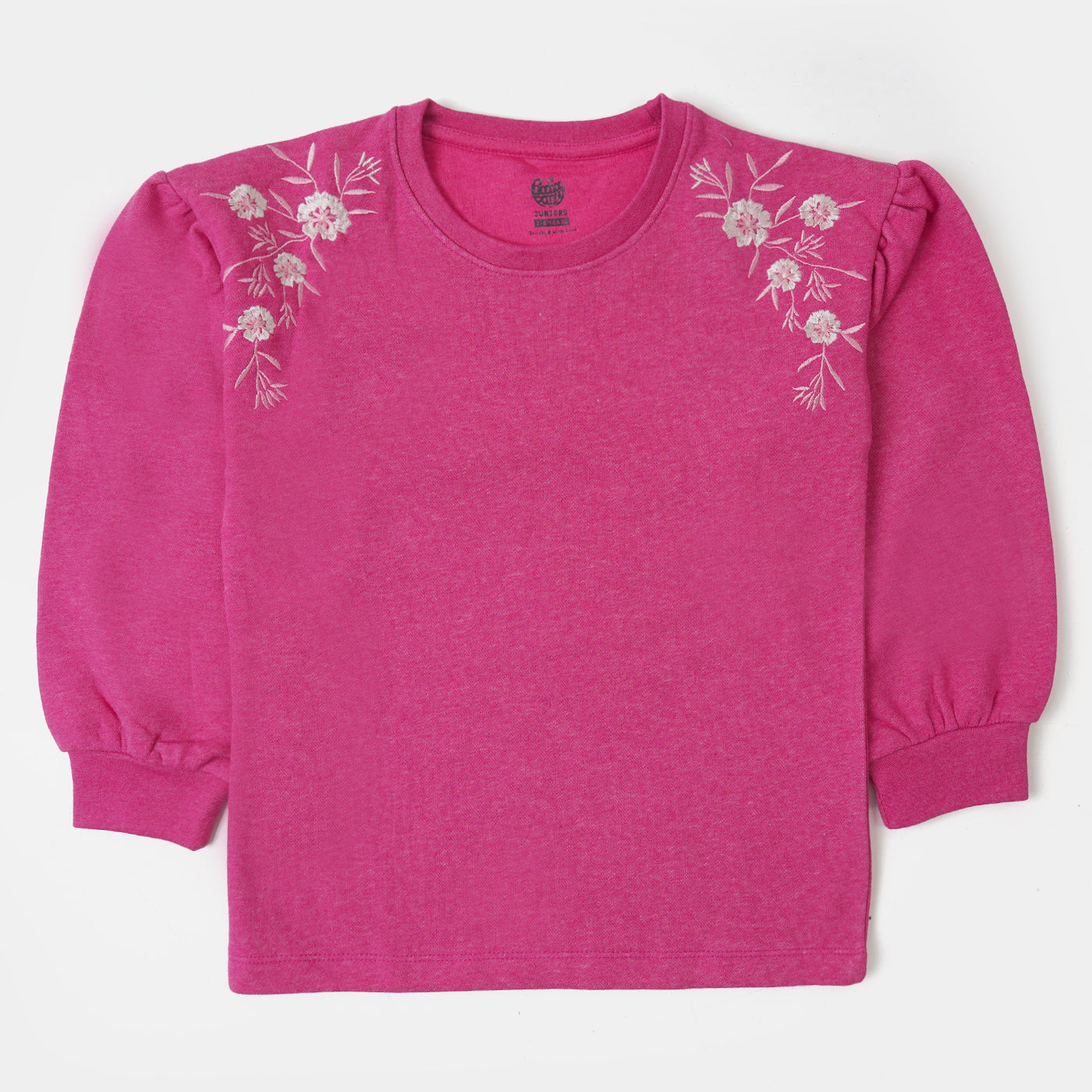Girls Sweatshirt Flower Emb - Pink