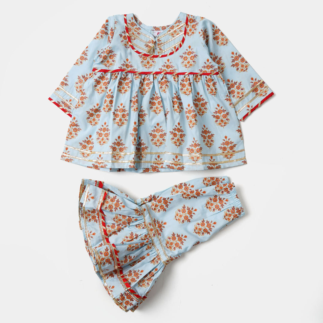 Infant Girls 2PCs Fancy Eden Garden - LT.Blue