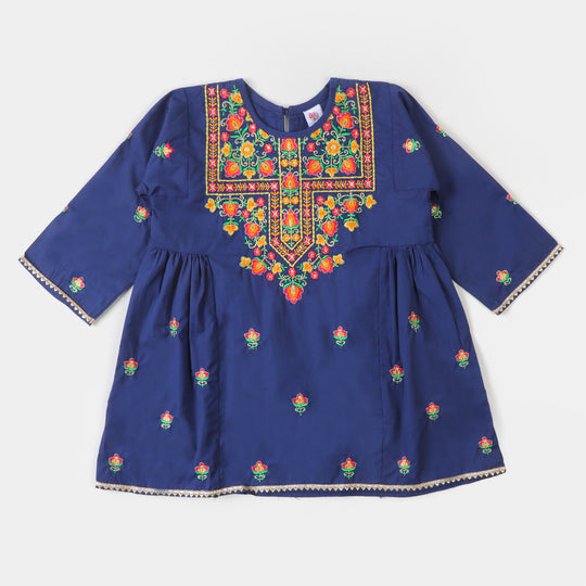 Girls 3 Pcs Fancy Phulkari S2-NAVY