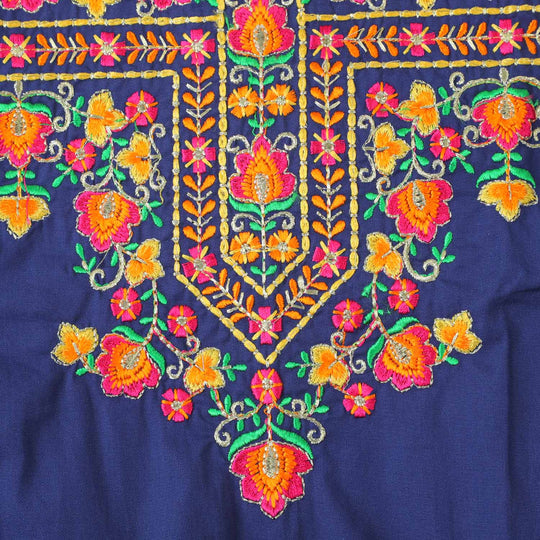 Girls 3 Pcs Fancy Phulkari S2-NAVY