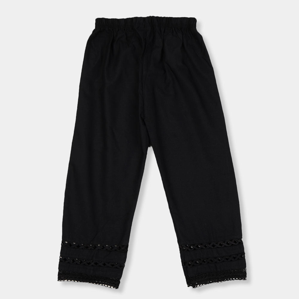 Girls Lace Straight Pant- Black