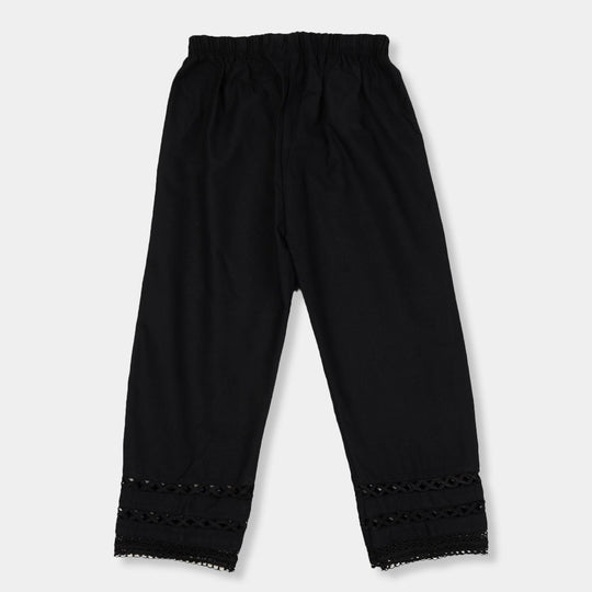 Girls Lace Straight Pant- Black