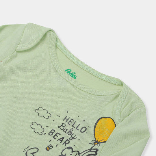 Infant Boys Knitted Romper Baby Bear - LIME CREAM