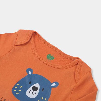 Infant Boys Knitted Romper Bear Explore - Peach