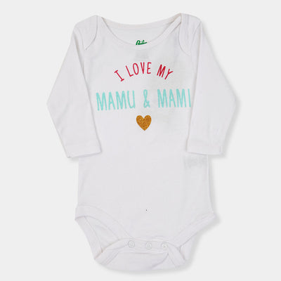 Infant Boys Knitted Romper I love Mamu & Mami-B. white
