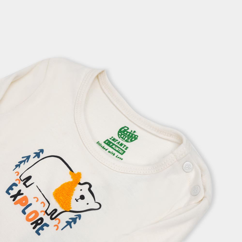 Infant Boys Knitted Romper Explore - Off White