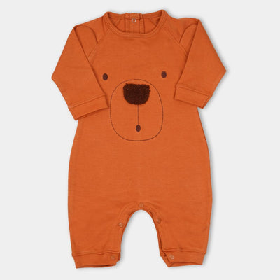 Infant Boys Knitted Romper Bear - Peach Cara