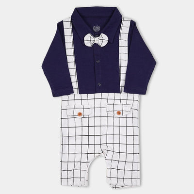 Infant Boys Knitted Romper Dress Suit - Navy Blue