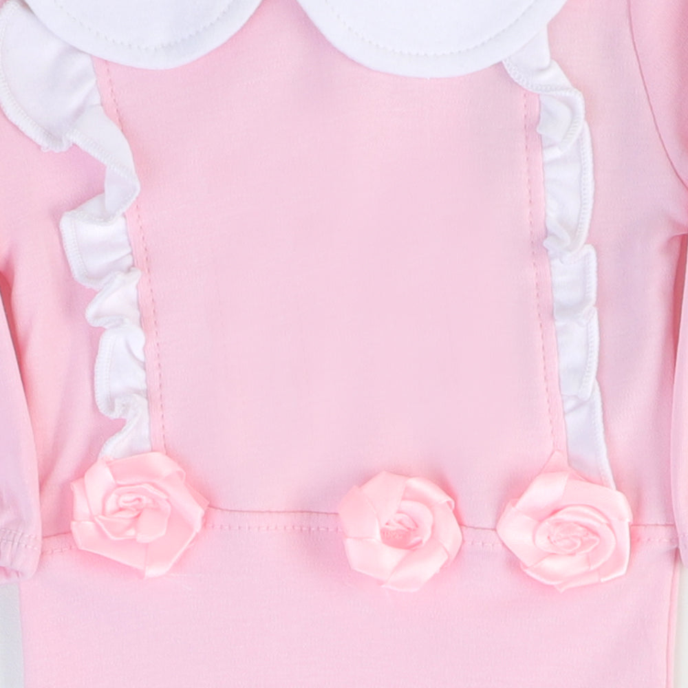 Infant Girls Knitted Romper Rose Flowers - Cherry