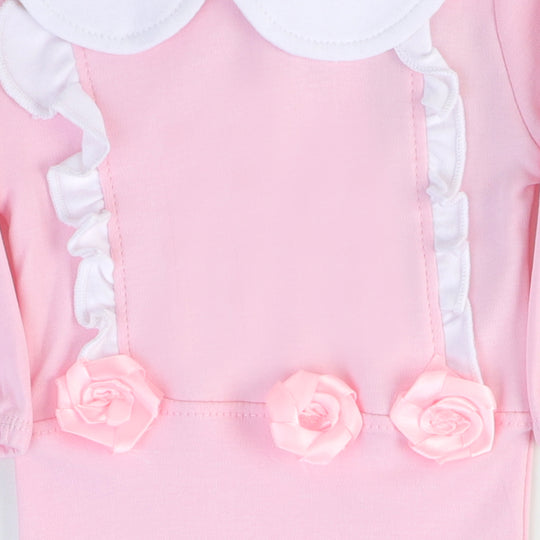 Infant Girls Knitted Romper Rose Flowers - Cherry