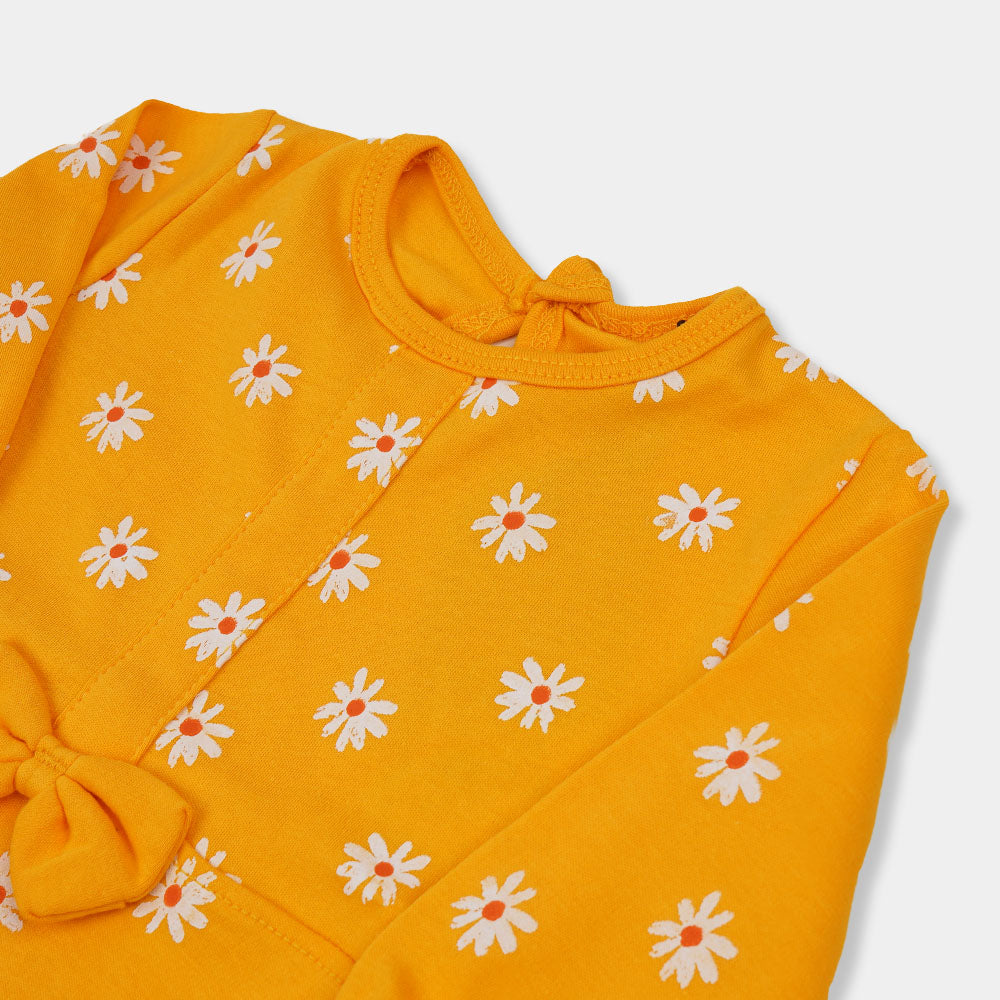 Infant Girls Knitted Romper Sun Flowers-Citrus