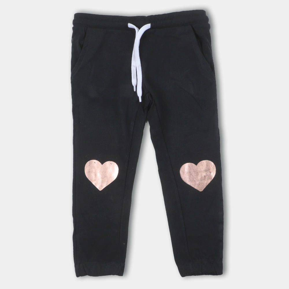 Girls Jersey Pyjama Hearts - BLACK