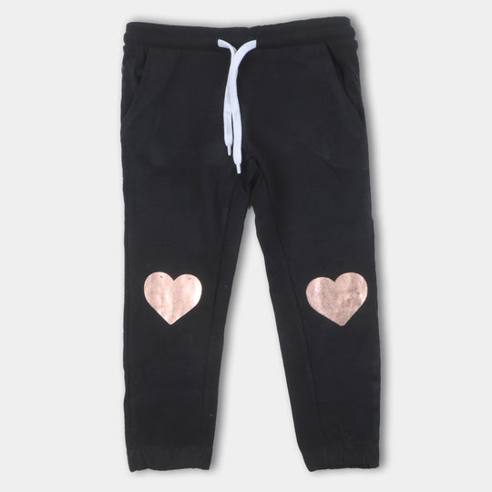 Girls Jersey Pyjama Hearts - BLACK