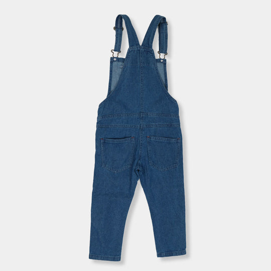 Boys Denim Dungaree Over All Cut Flap - Mid Blue