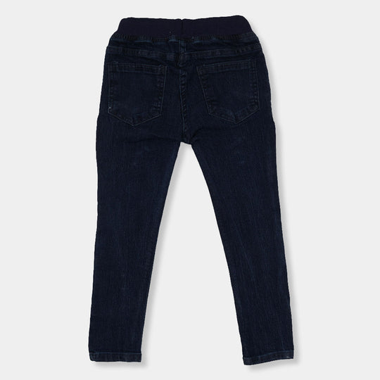 Girls Pant Denim Emb Bunch Rib-Dark Blue