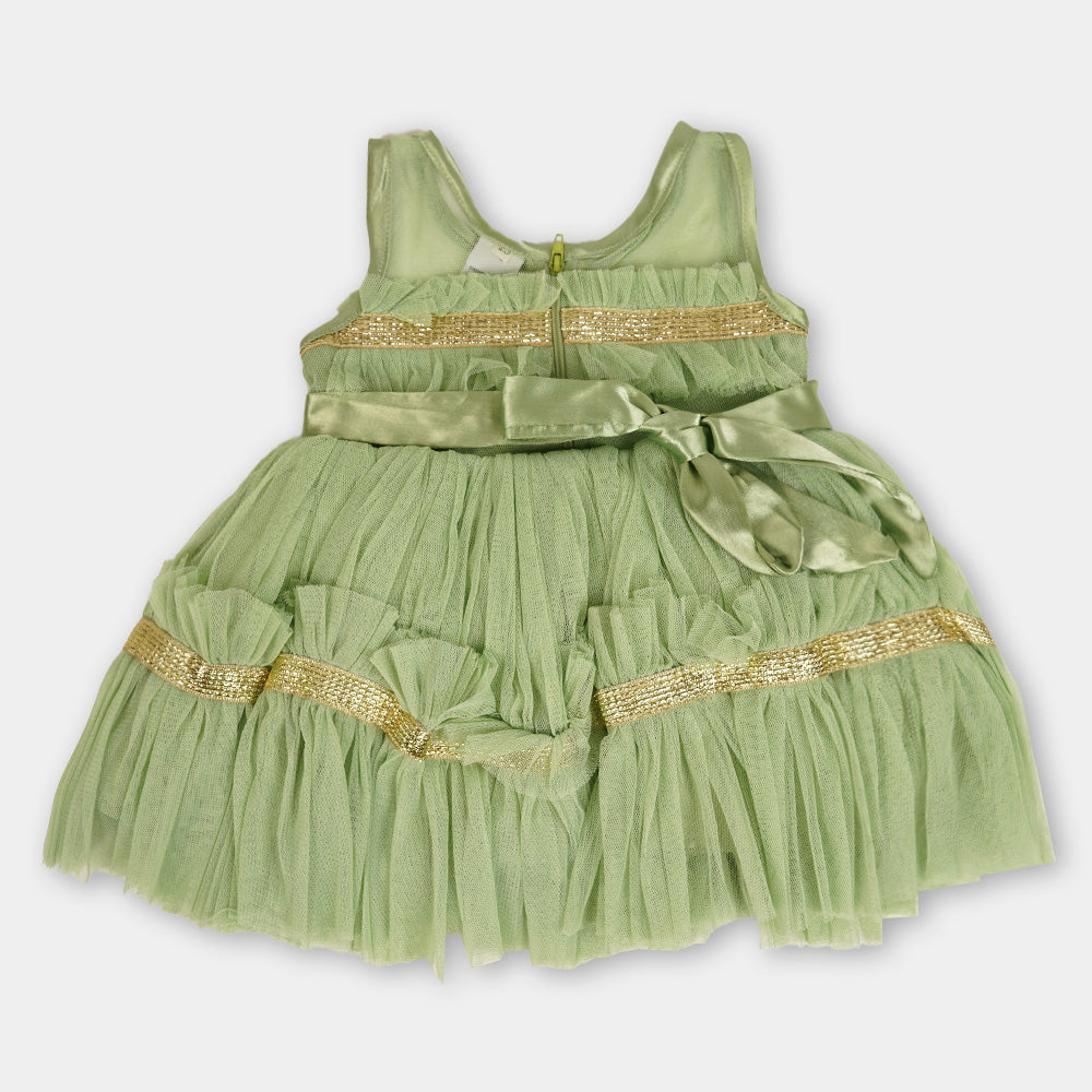 Girls Fancy Frock Ruffles - Green