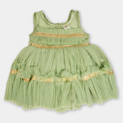 Girls Fancy Frock Ruffles - Green