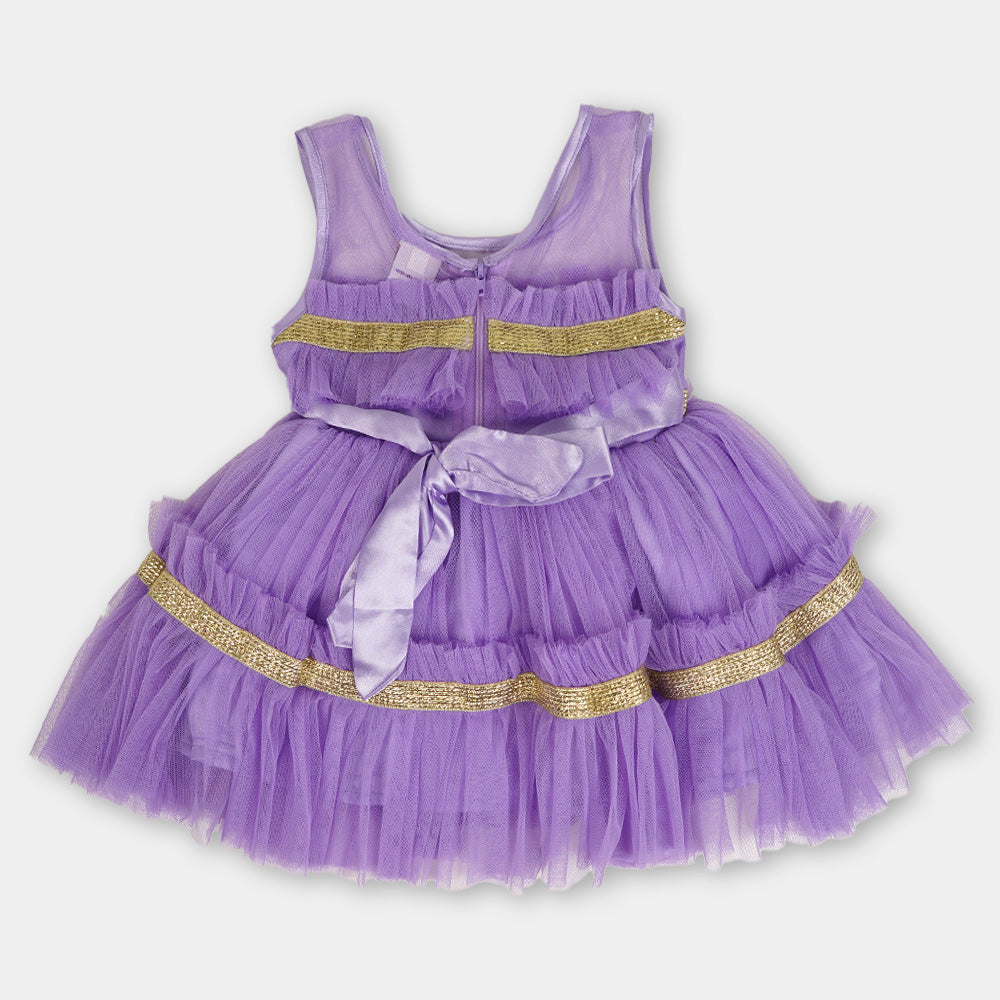 Girls Fancy Frock Ruffles - Purple