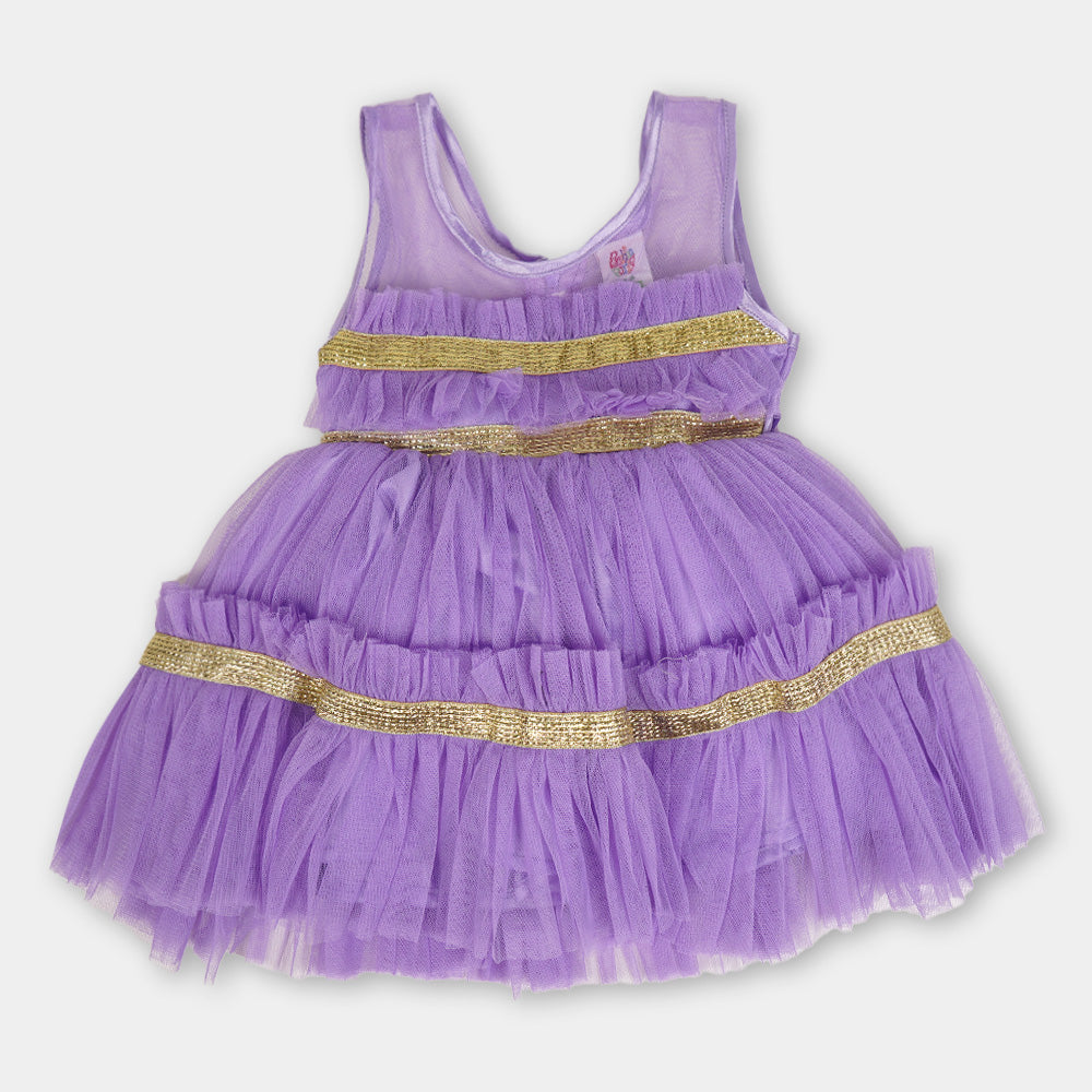 Girls Fancy Frock Ruffles - Purple