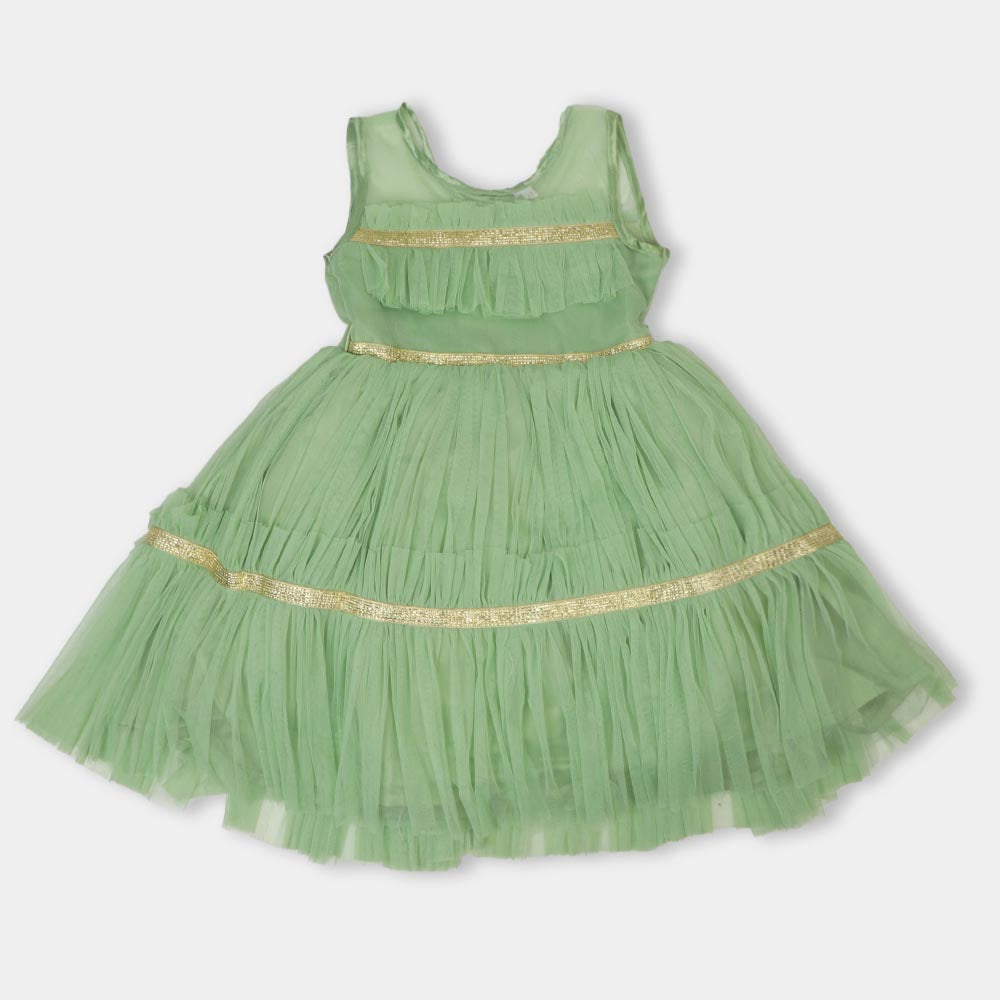 Girls Fancy Frock Ruffles - Mint Green