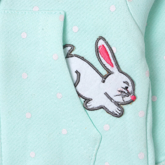 Infant Girls Knitted Jacket Rabbits - Sky Blue