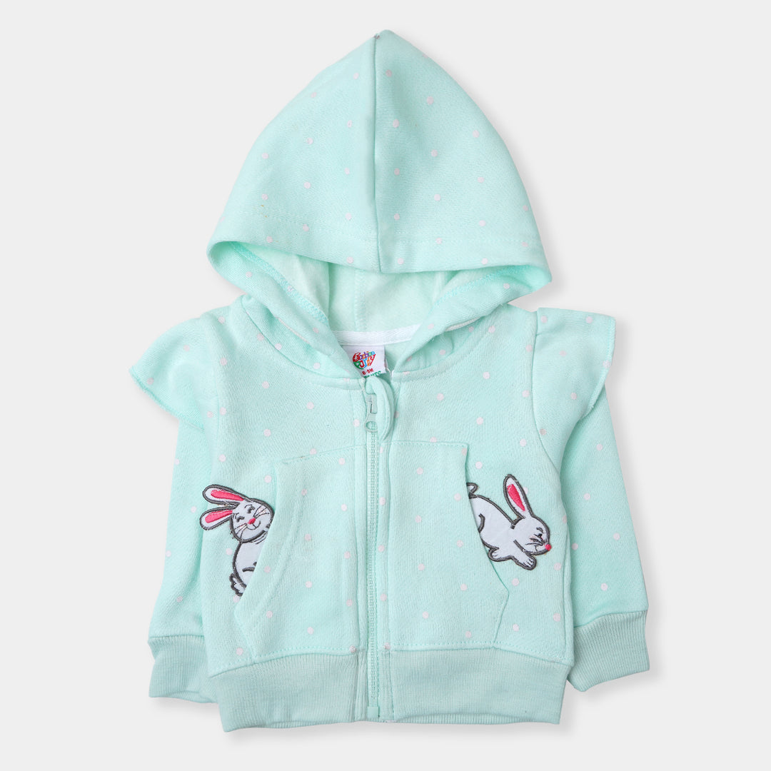 Infant Girls Knitted Jacket Rabbits - Sky Blue