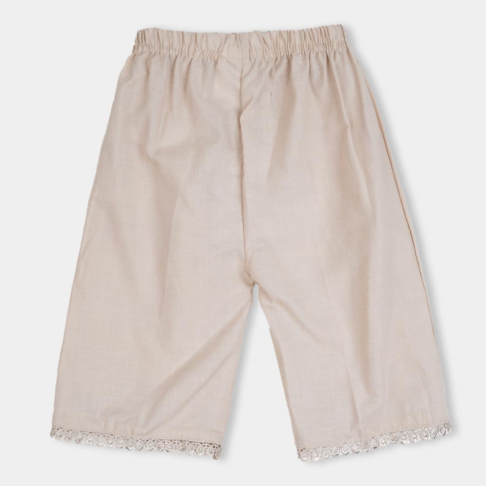 Infant Girls Culottes With Lace - Fawn