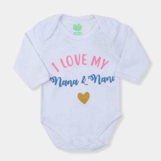 Infant Basic Romper Unisex I Love My Nana Nani - White