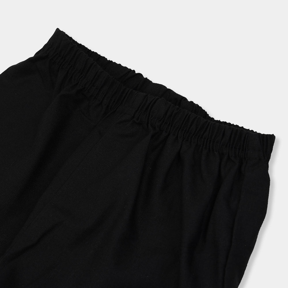 Infant Girls Pant Pleat With Lace - BLACK