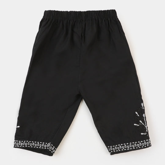 Infant Girls Eastern Embroidered Pant - BLACK