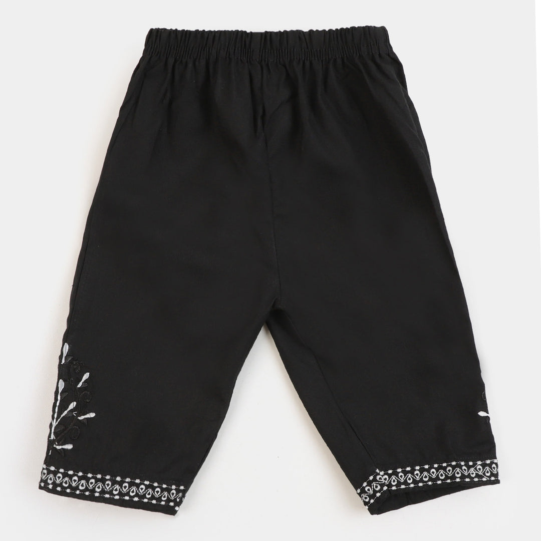 Infant Girls Eastern Embroidered Pant - BLACK