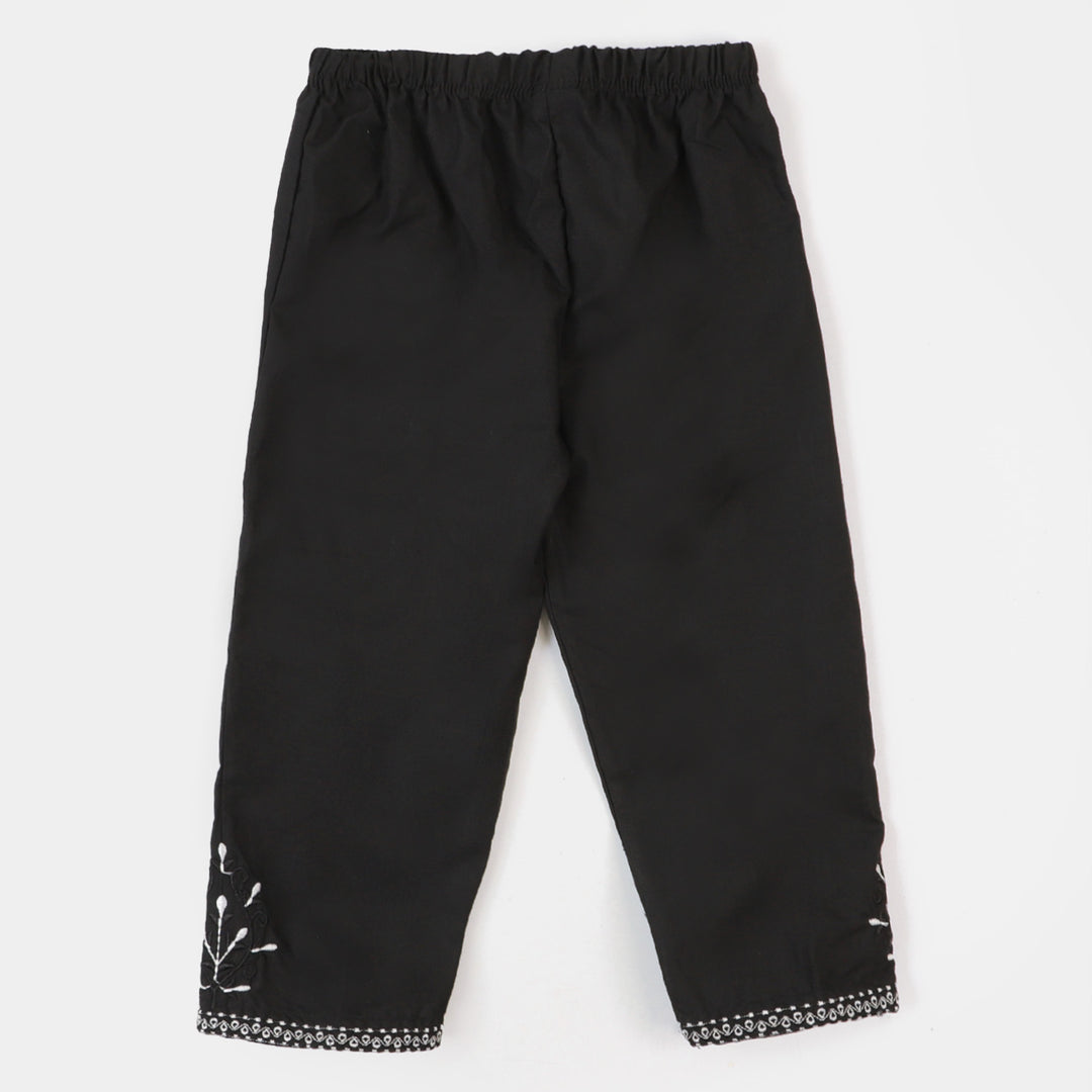 Girls Eastern Embroidered Pant - BLACK