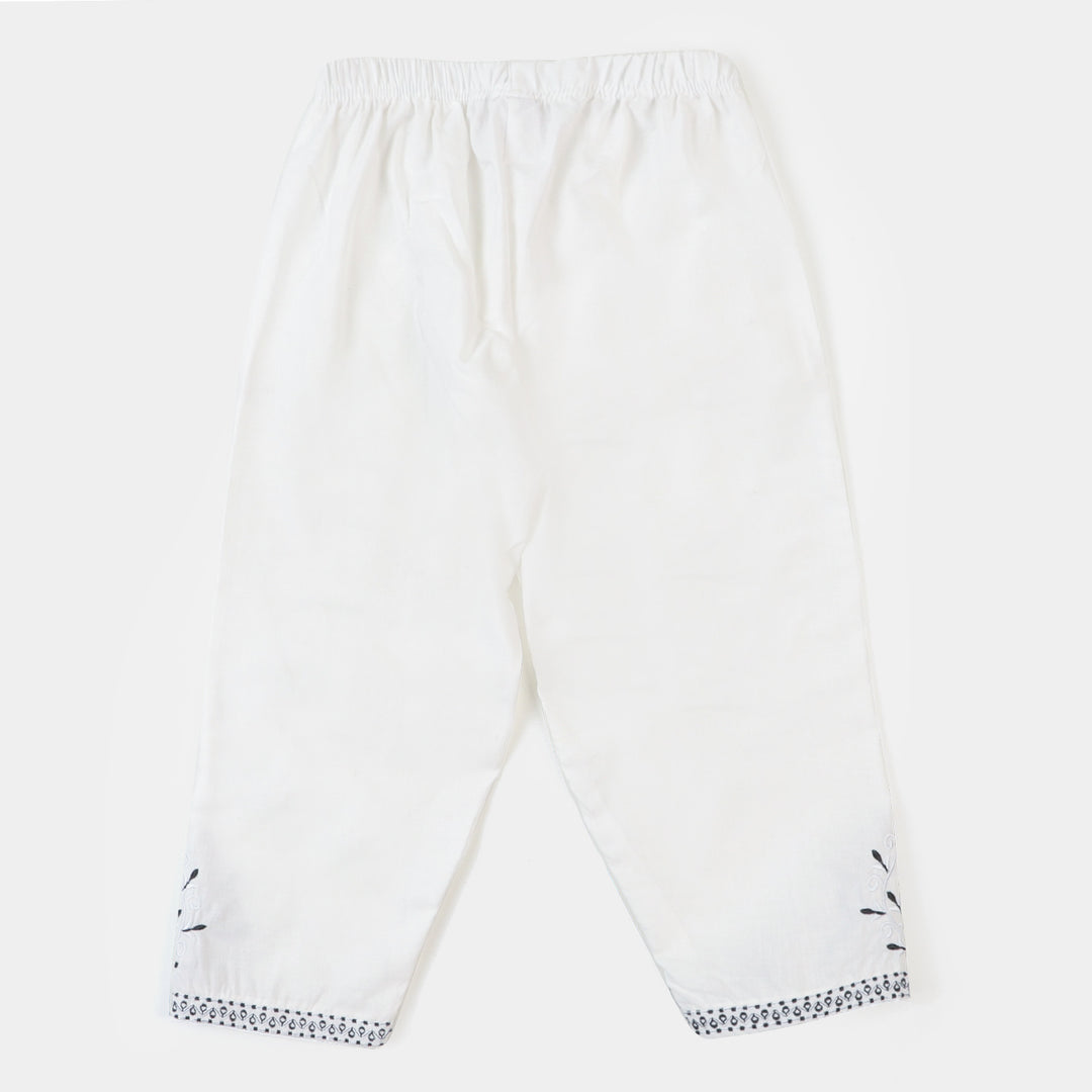 Girls Eastern Embroidered Pant - White