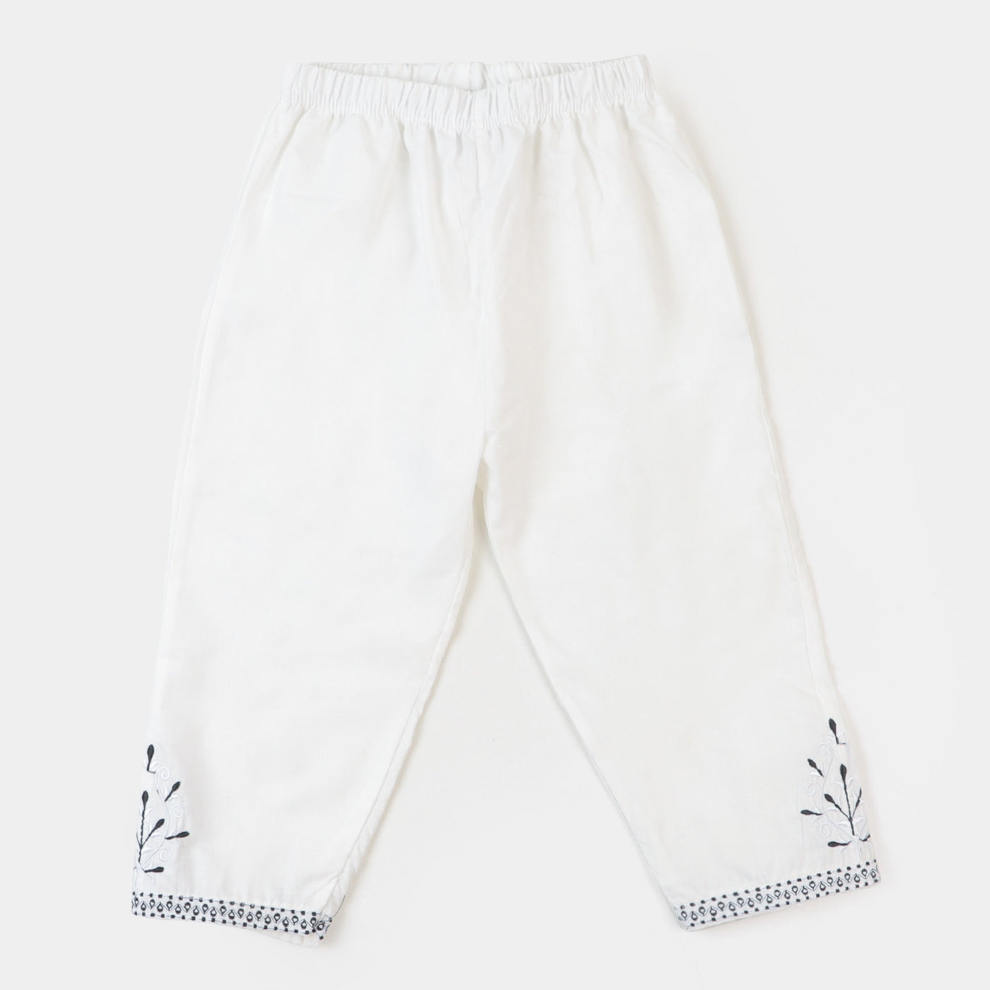Teens Girl Eastern Embroidered Pant - White