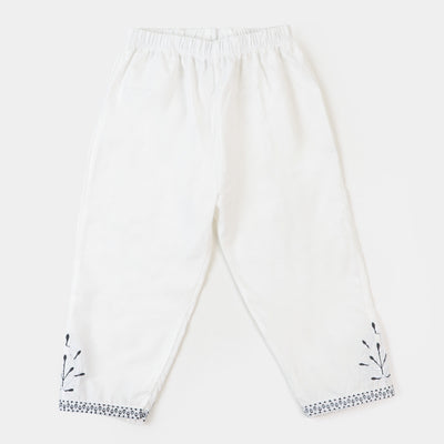 Teens Girl Eastern Embroidered Pant - White