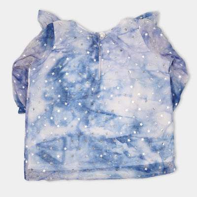 Infant Girls Chiffon Casual Top Silver Star - Blue