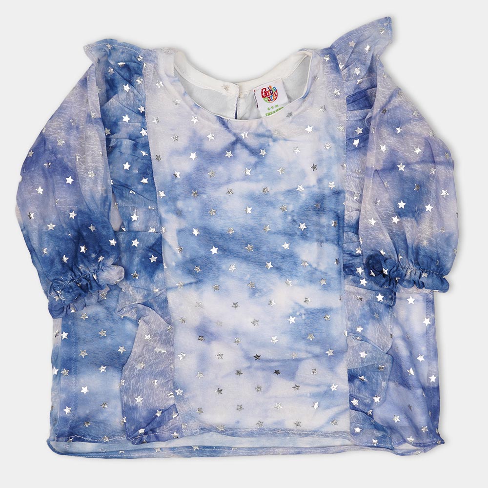 Infant Girls Chiffon Casual Top Silver Star - Blue