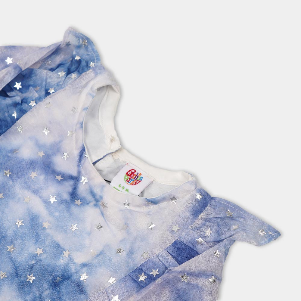 Infant Girls Chiffon Casual Top Silver Star - Blue