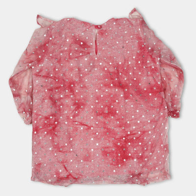 Girls Chiffon Casual Top Silver Star - Paradise Pink