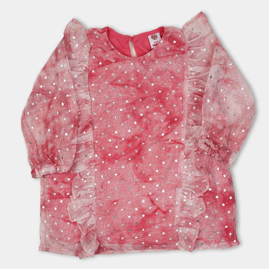 Girls Chiffon Casual Top Silver Star - Paradise Pink