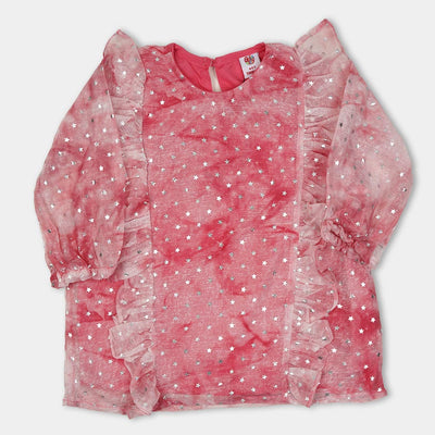 Girls Chiffon Casual Top Silver Star - Paradise Pink