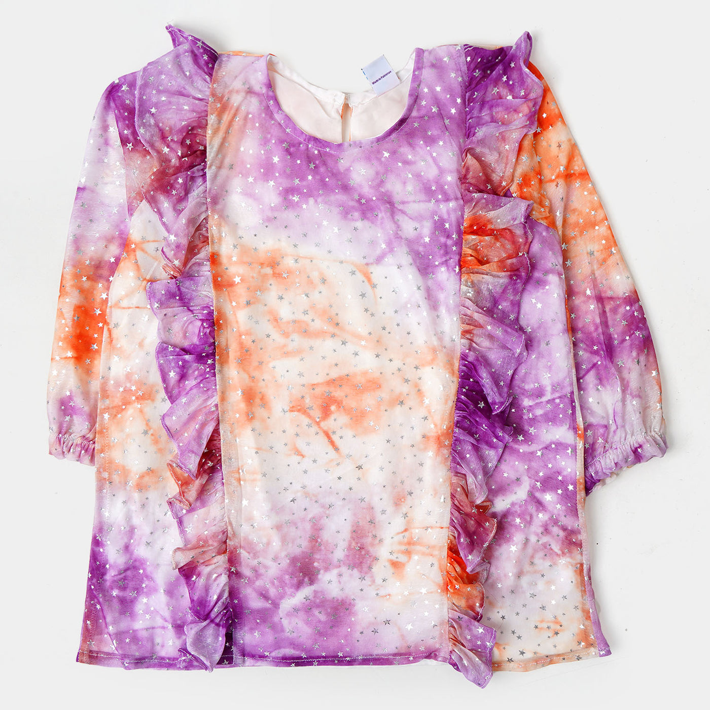 Girls Chiffon Casual Top Silver Stars-Tie & Dye