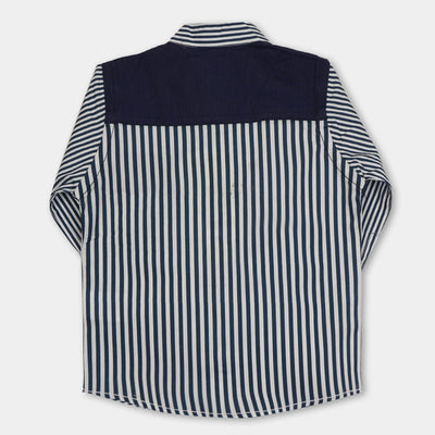 Infant Boys Casual Shirt Opposite Stripe - White